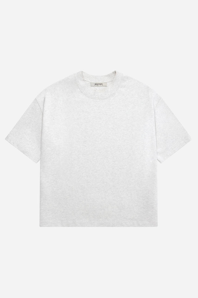mock neck t-shirt grey marl/black