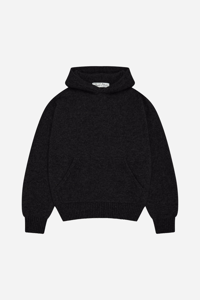 mohair knitted hoodie black/ecru