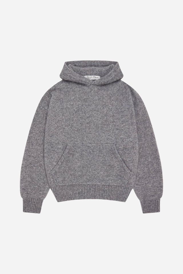 mohair knitted logo hoodie charcoal/ecru