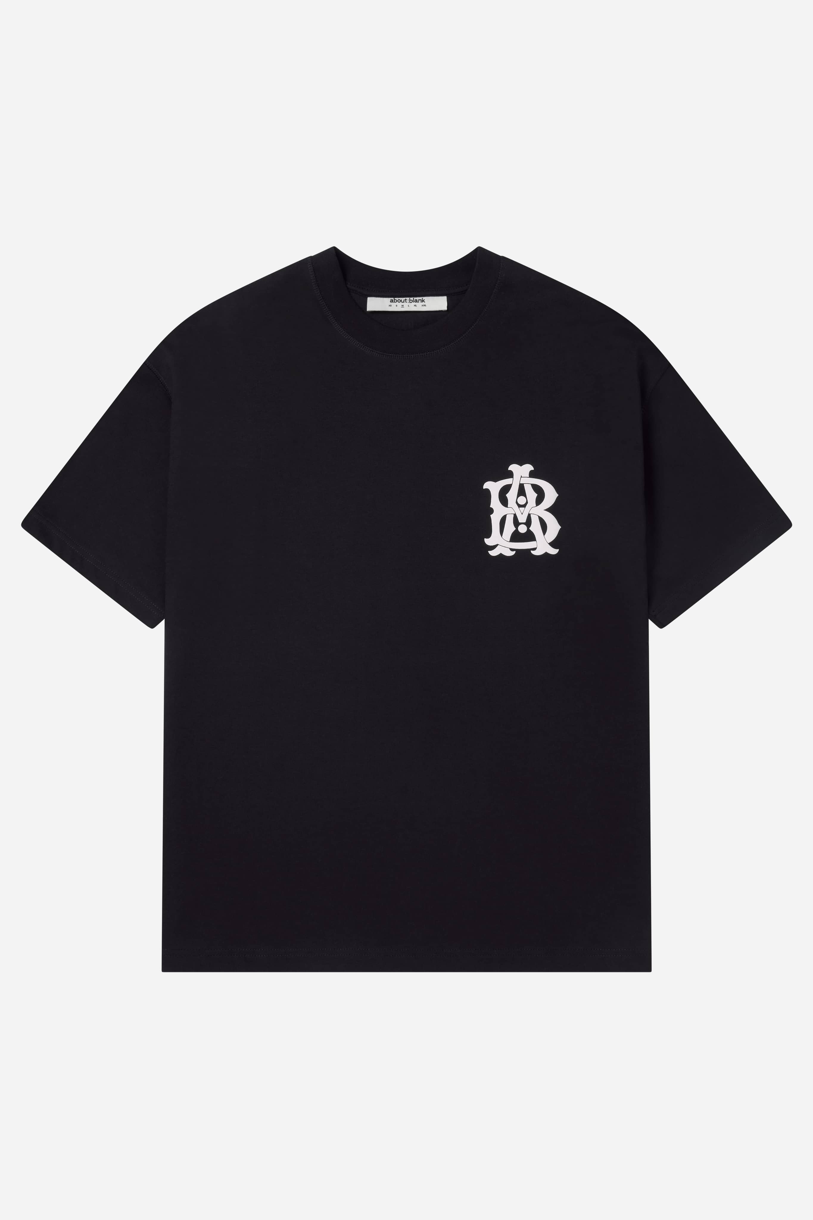 About blank Monogram T shirt Black ecru About blank monogram t shirt black ecru