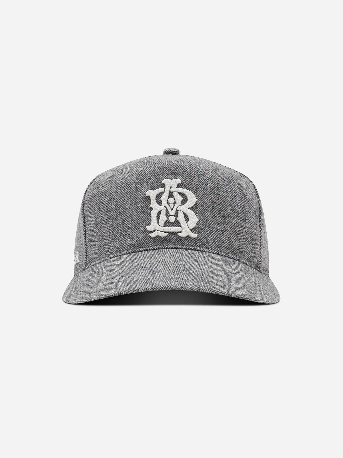 monogram herringbone cap grey