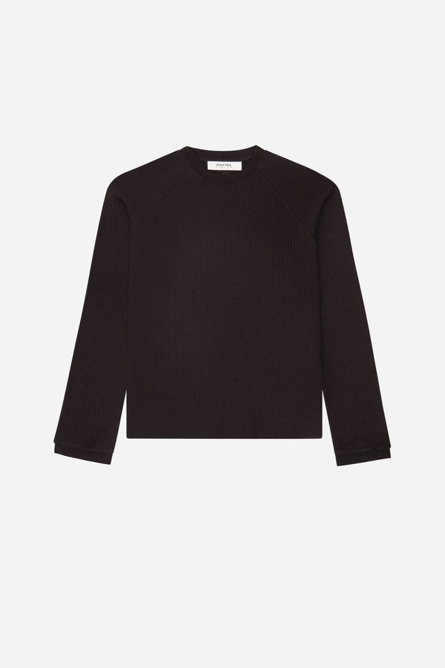long sleeve waffle black