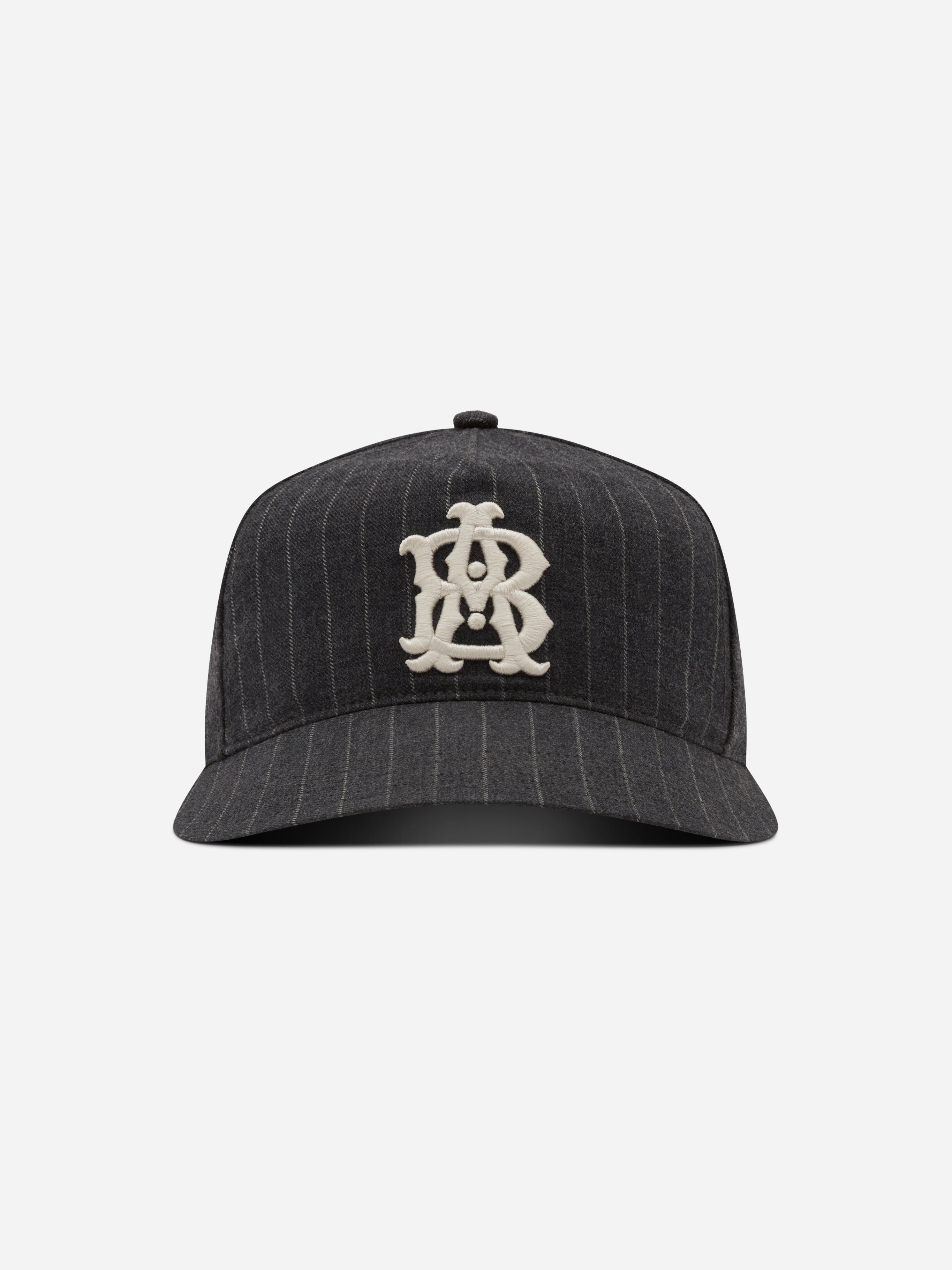 about:blank | monogram pinstripe cap charcoal/white