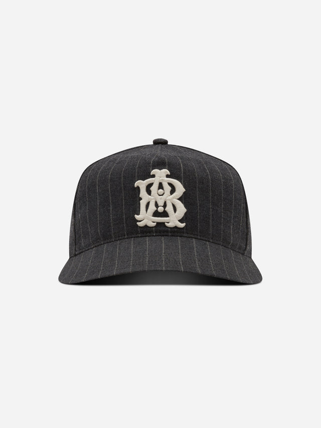 monogram pinstripe cap charcoal/white