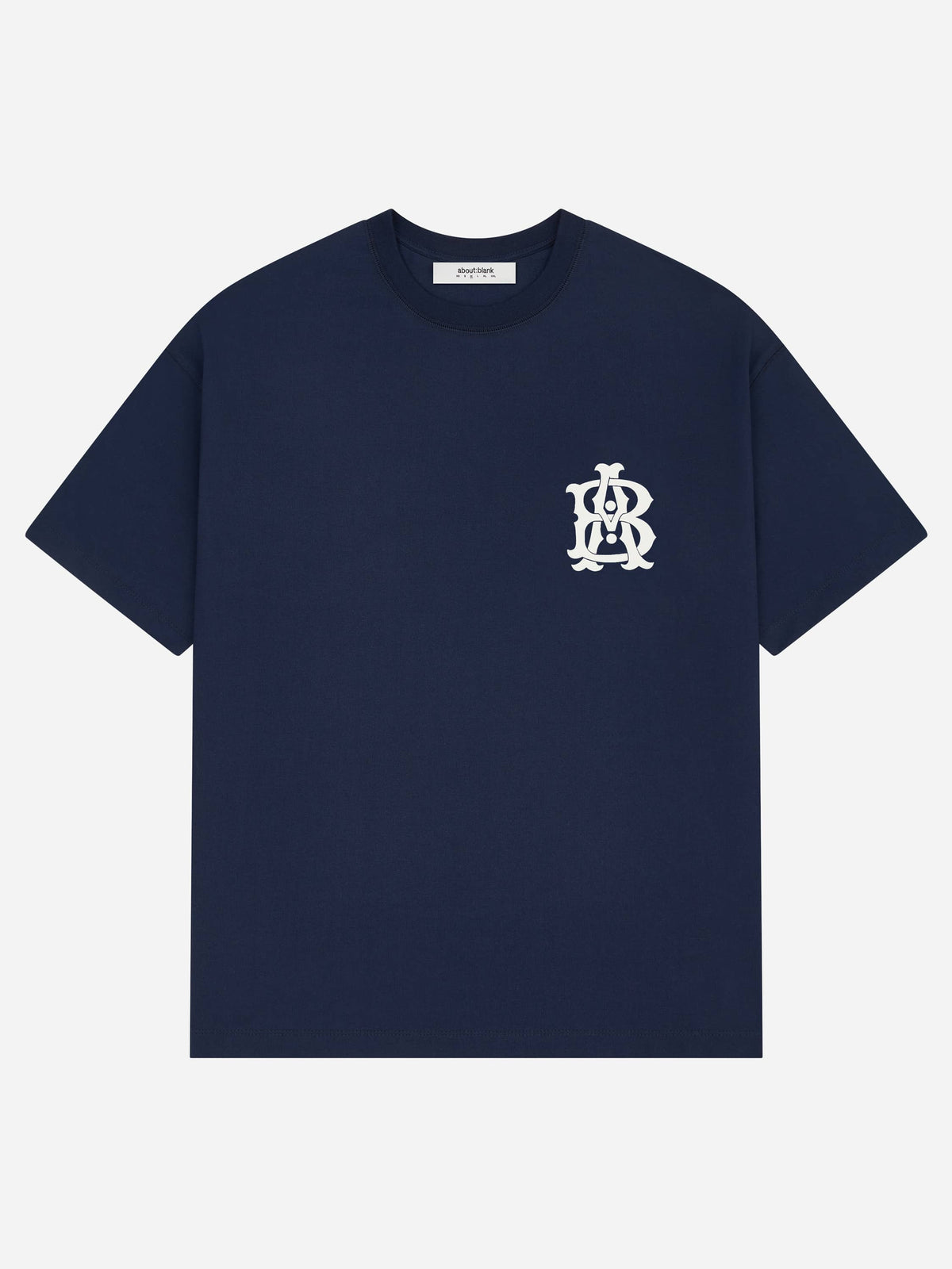 monogram t shirt navy ecru