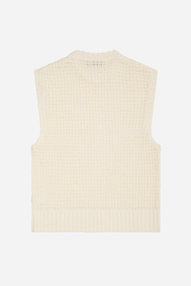 moss stitch knitted vest ecru