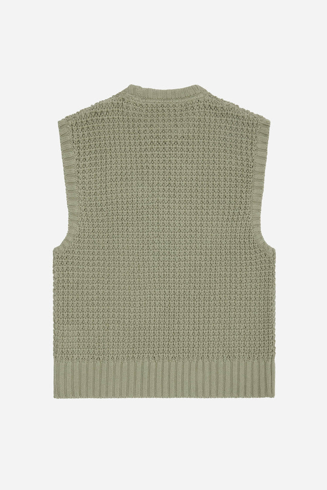 moss stitch knitted vest sage