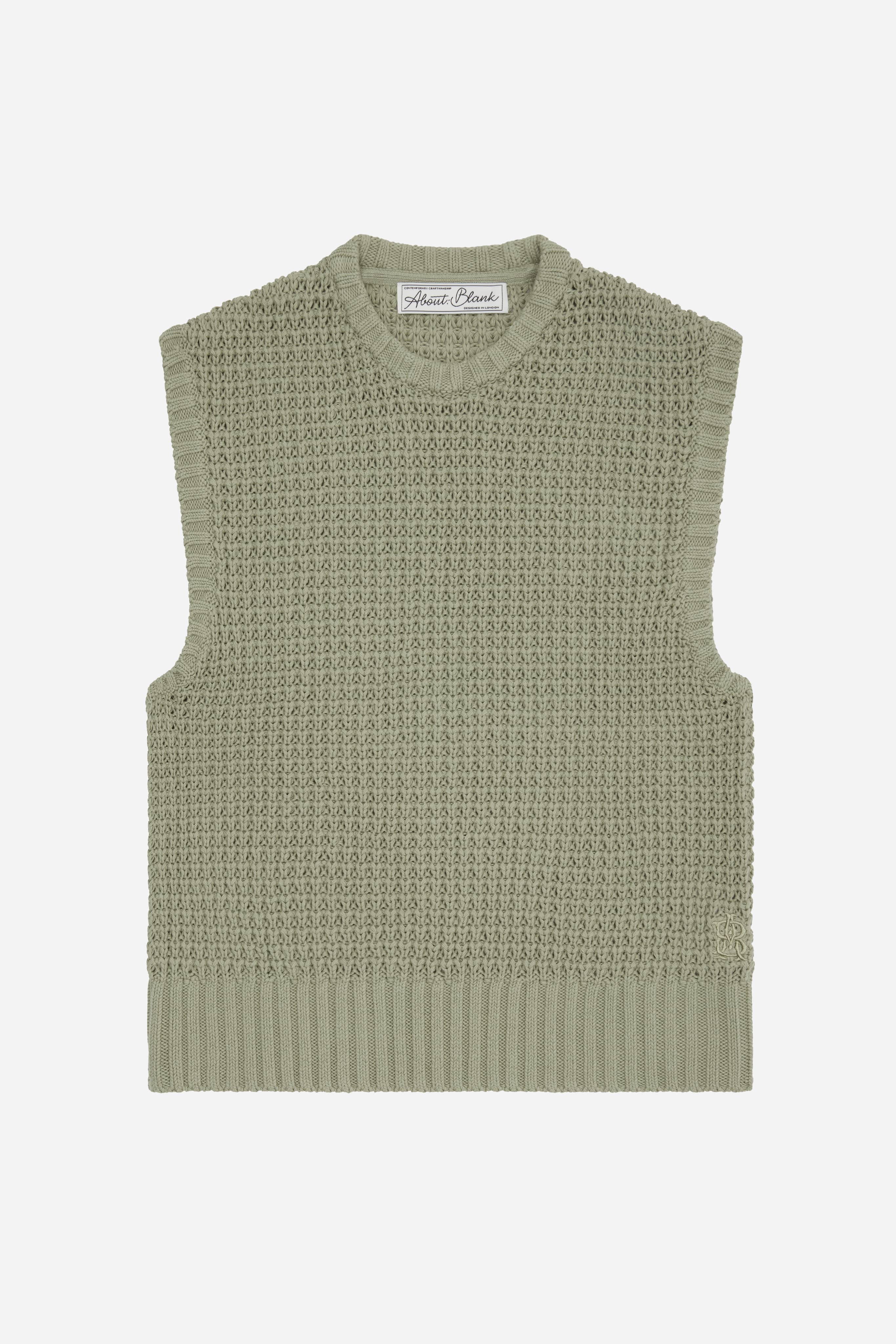 about:blank | moss stitch knitted vest sage
