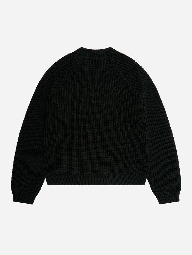moss stitch crew black