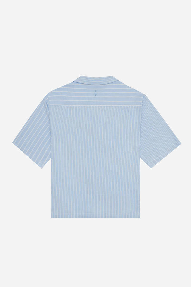 patchwork script shirt blue/white