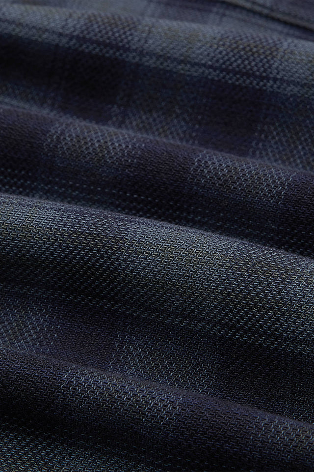 plaid zipped overshirt dark navy