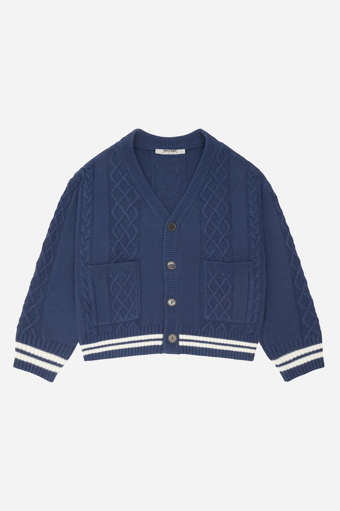 cable knit cardigan navy/white
