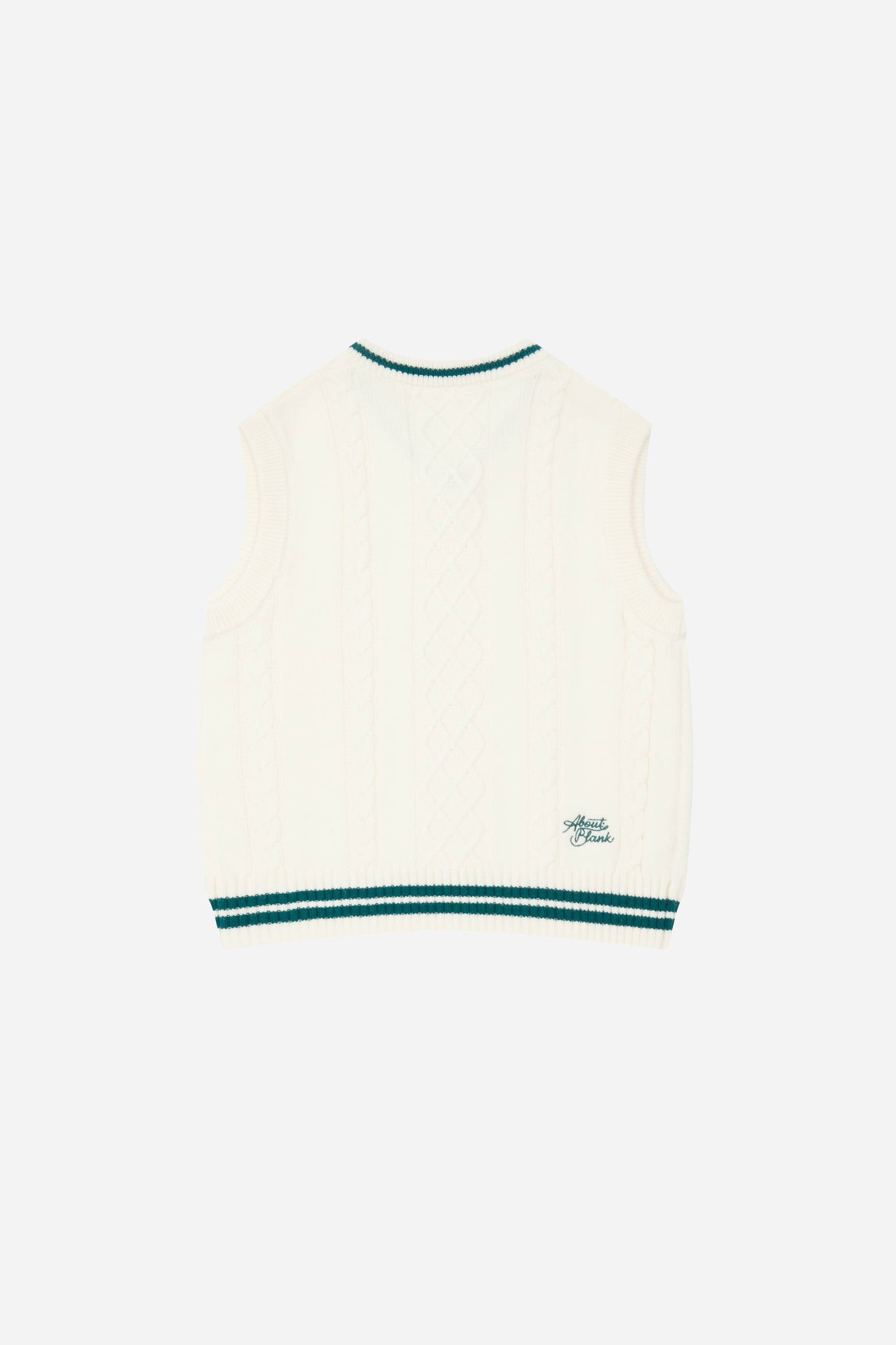 cable knit vest ecru/epsom green
