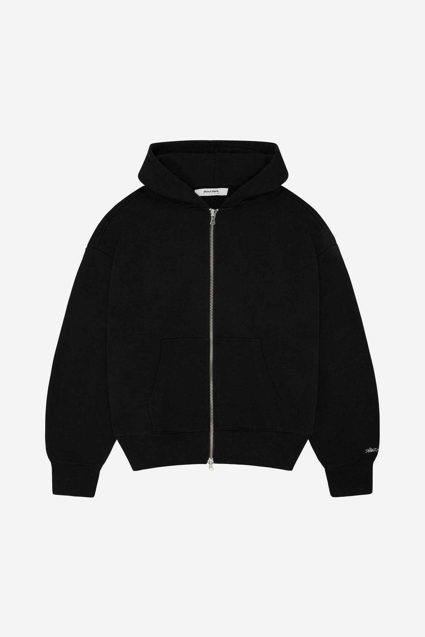 chain stitch double zip hoodie black/ecru
