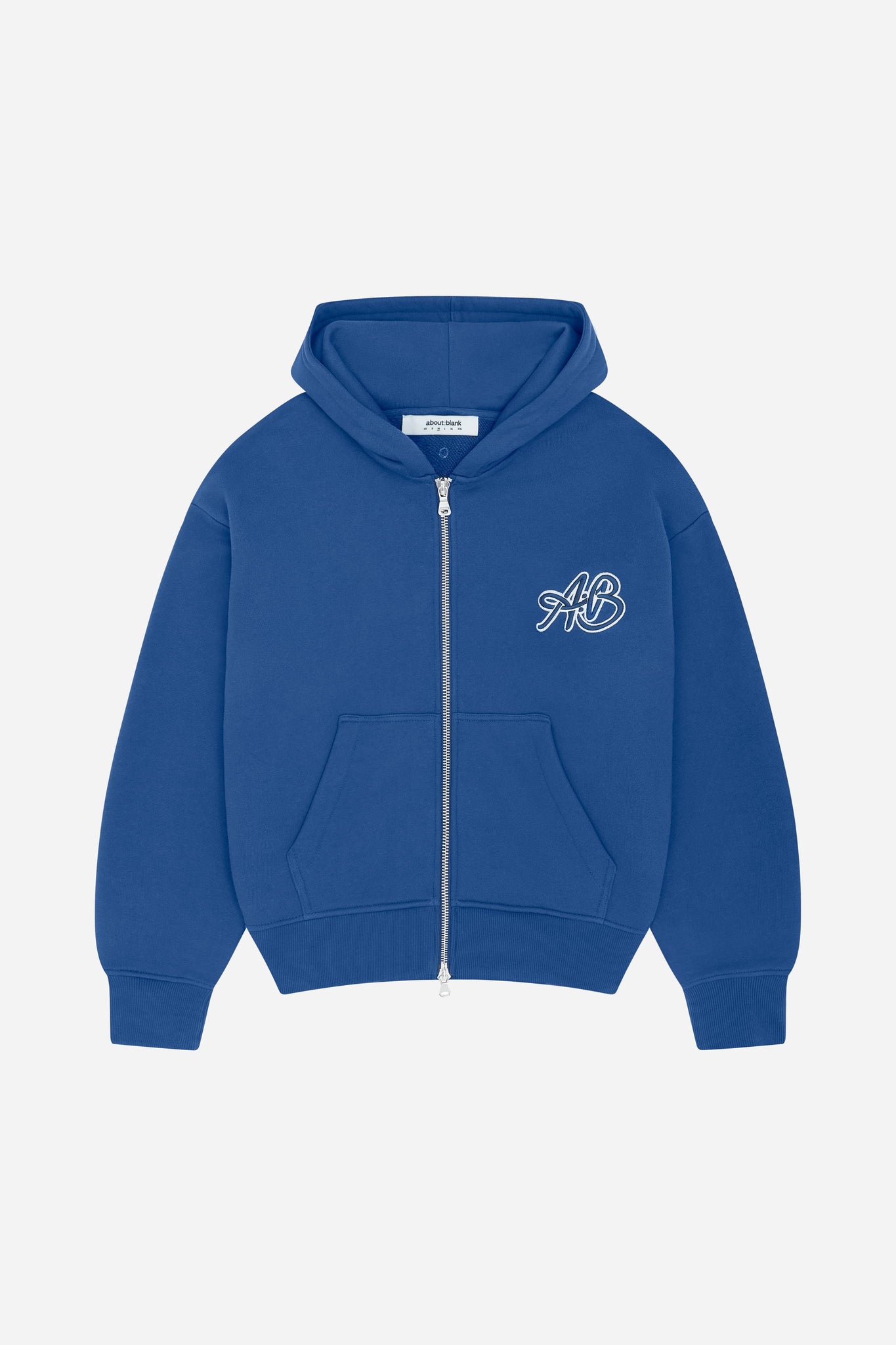 initial double zip hoodie estate blue/white