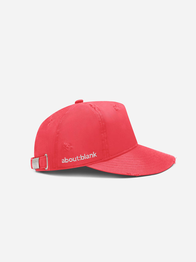 distressed cap washed red