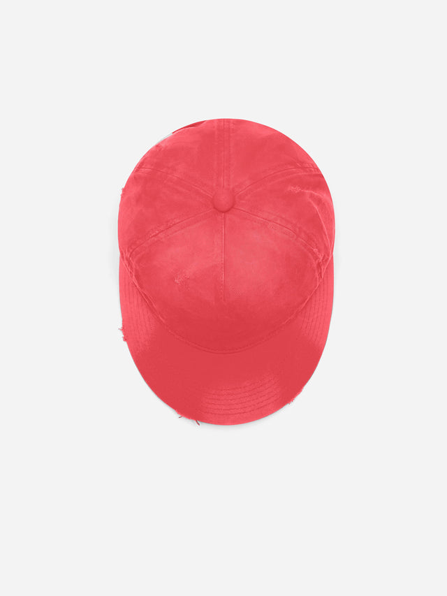 distressed cap washed red