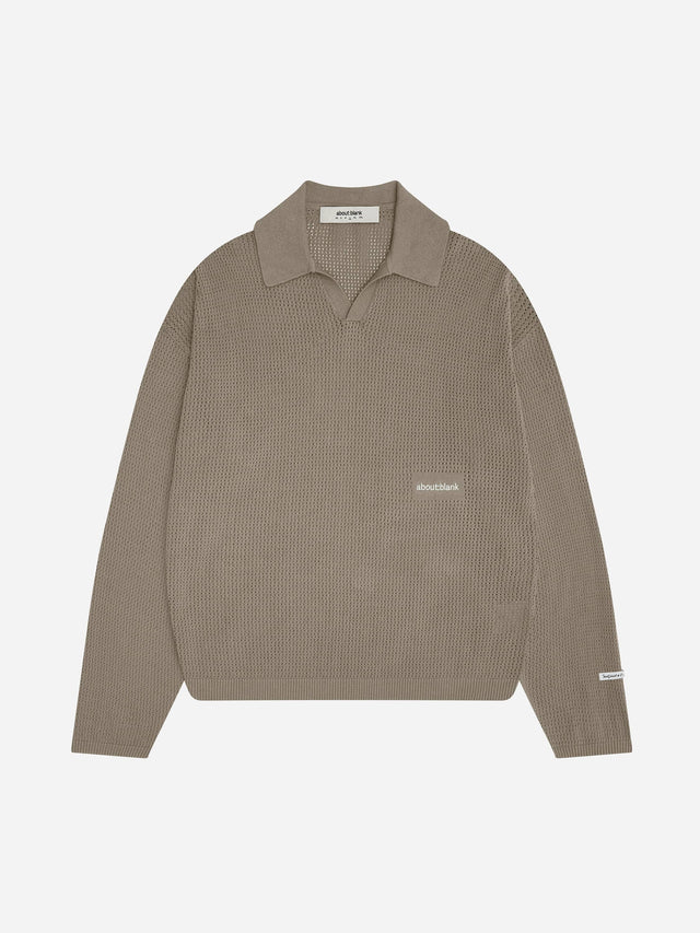 resort long sleeve knit polo sage