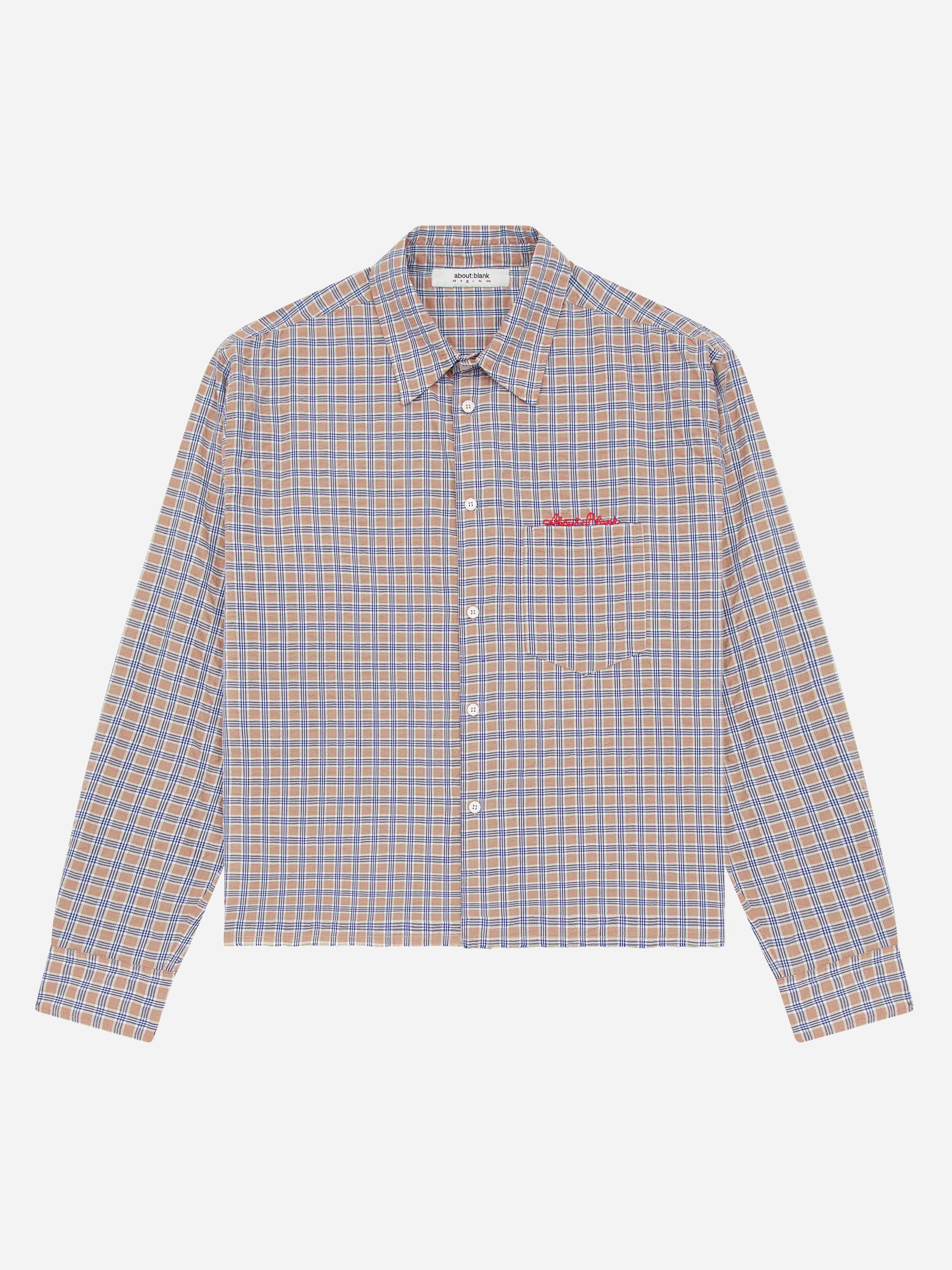 about:blank | raw edge check shirt - blue