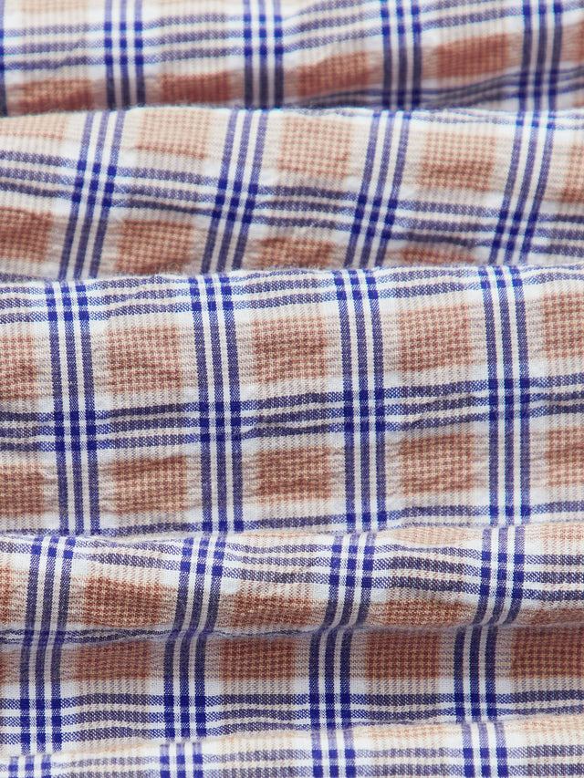 raw edge check shirt tan