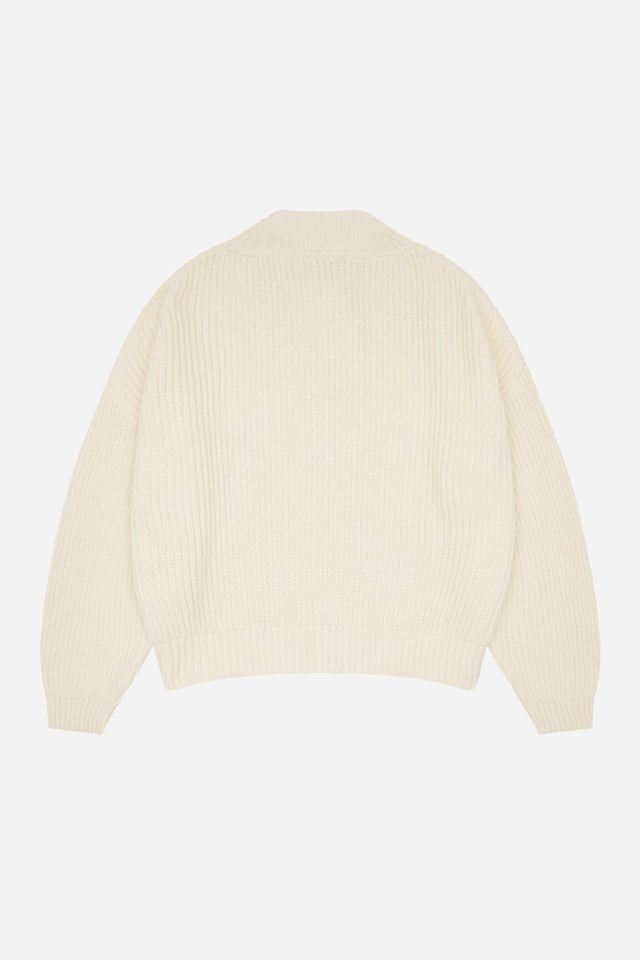 rib v-neck jumper ecru