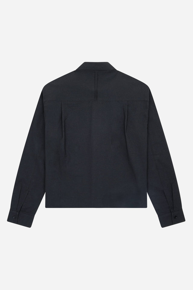 seersucker overshirt black/black