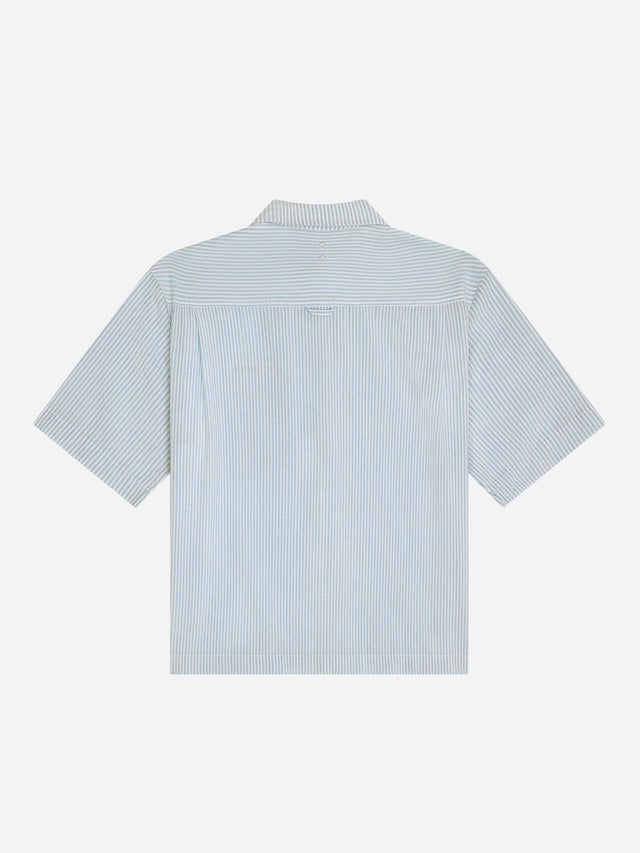 seersucker short sleeve shirt blue