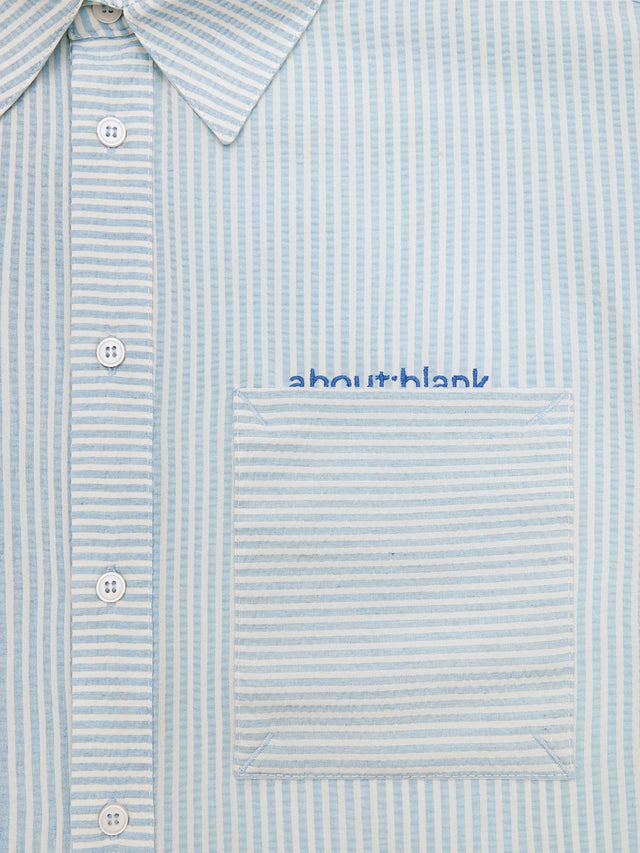 seersucker short sleeve shirt blue