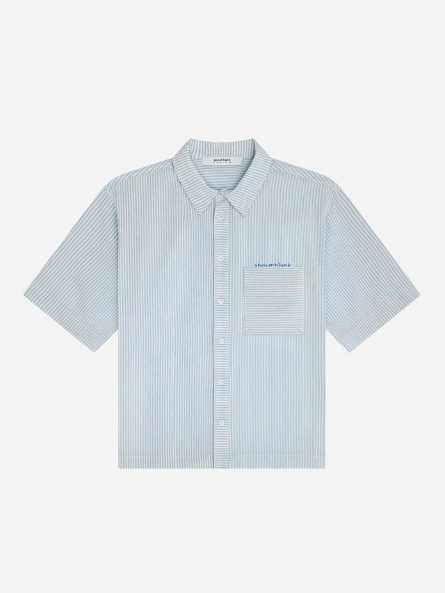 seersucker short sleeve shirt blue