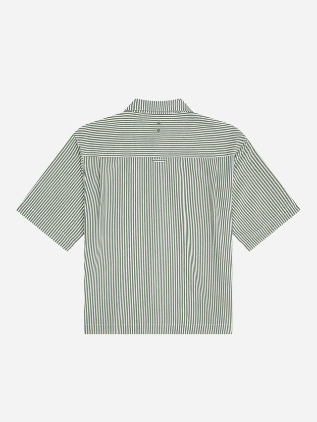 seersucker short sleeve shirt green
