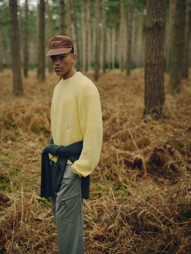 rib mock neck crew yellow