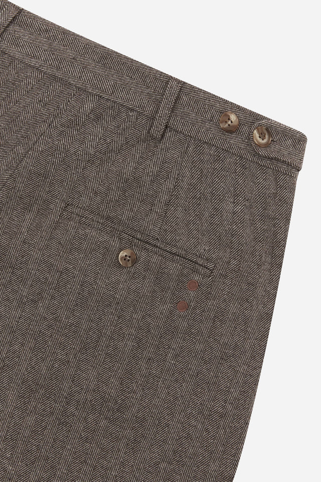 tailored wide leg trouser brown herringbone