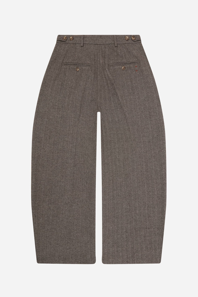 tailored wide leg trouser brown herringbone