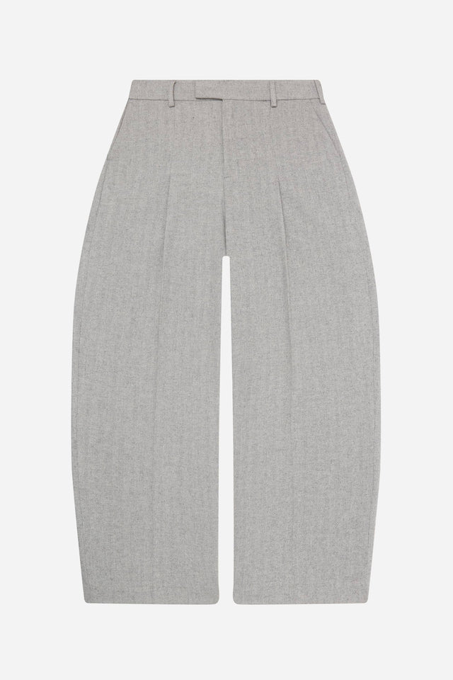 tailored wide leg trouser grey herringbone