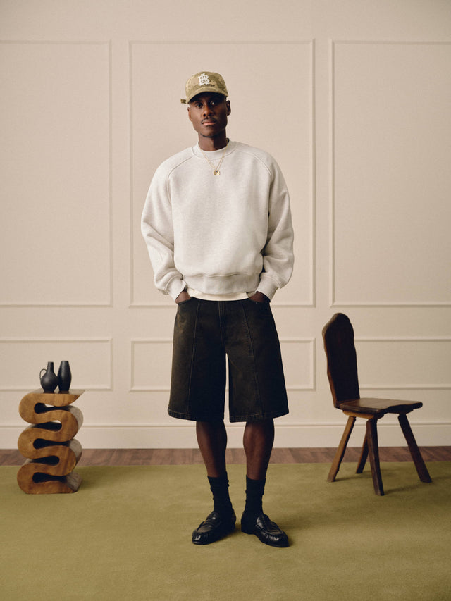 felled denim short antique black