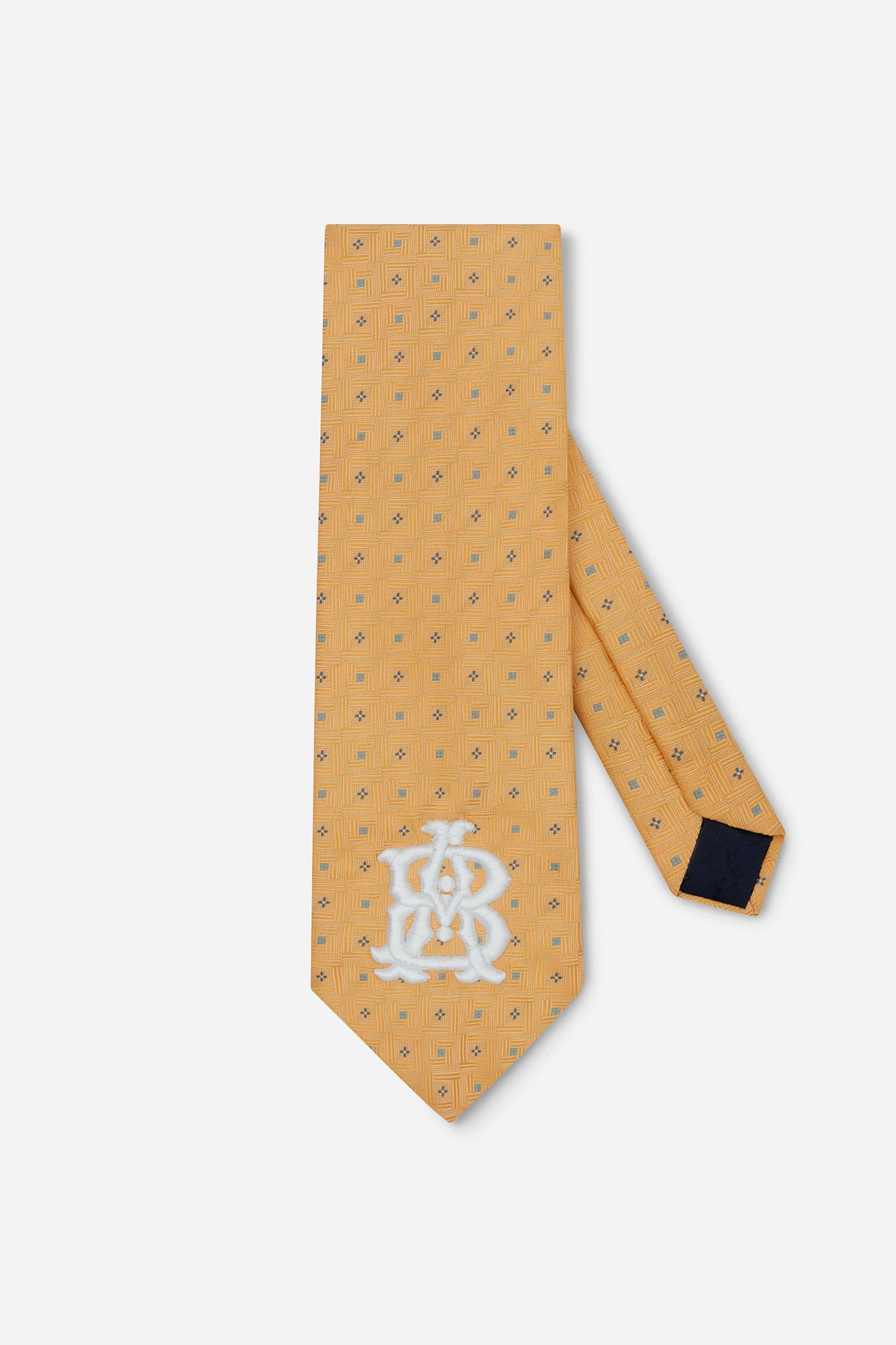 vintage silk monogram yellow tie