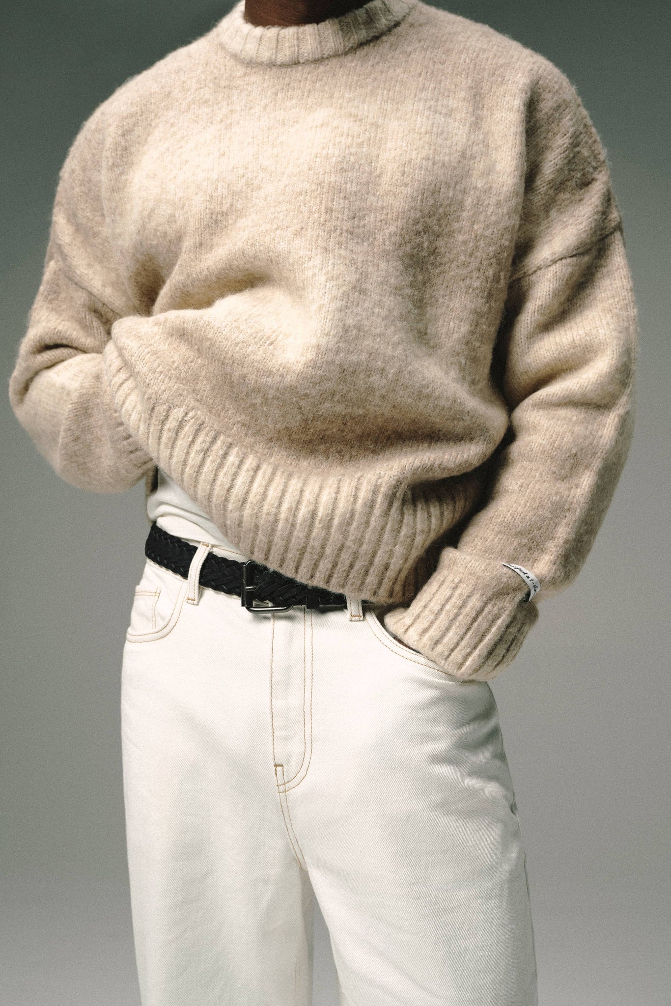 ombré brushed crewneck sand/ecru