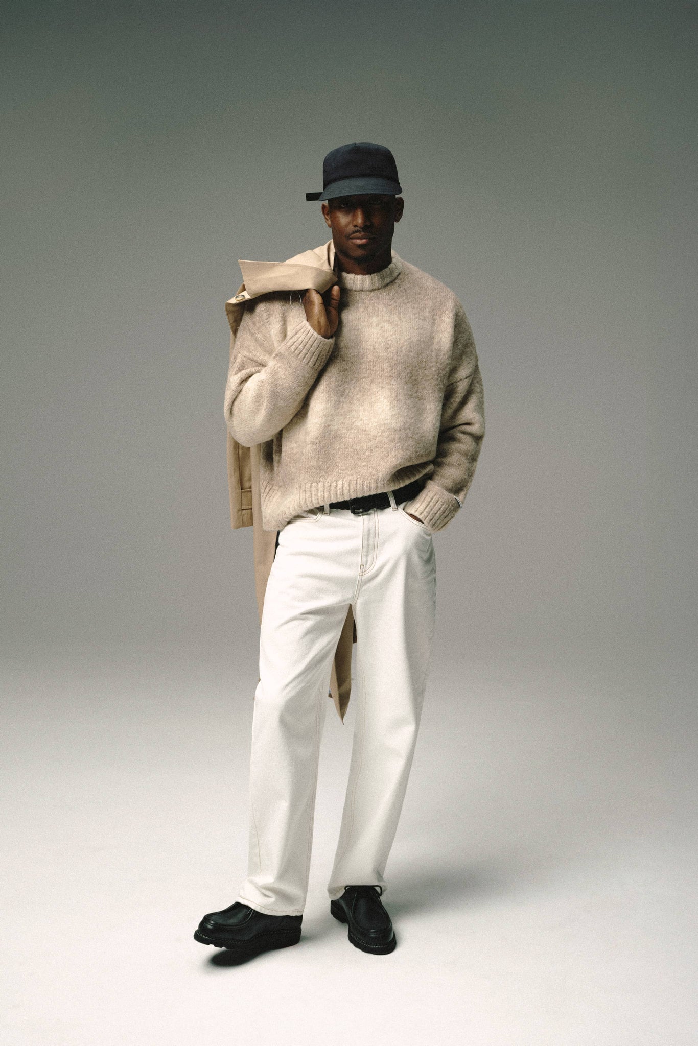 ombré brushed crewneck sand/ecru