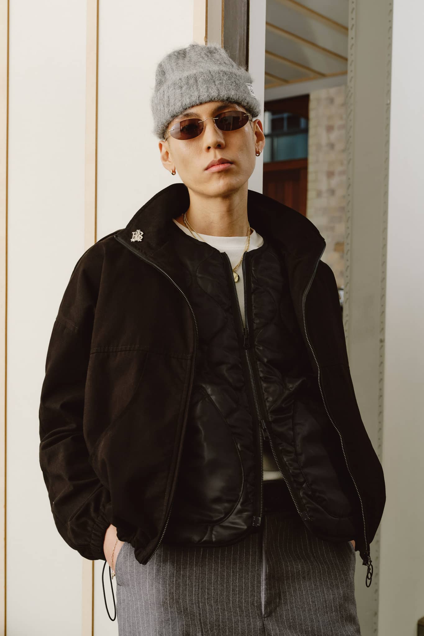about:blank | panelled track jacket black