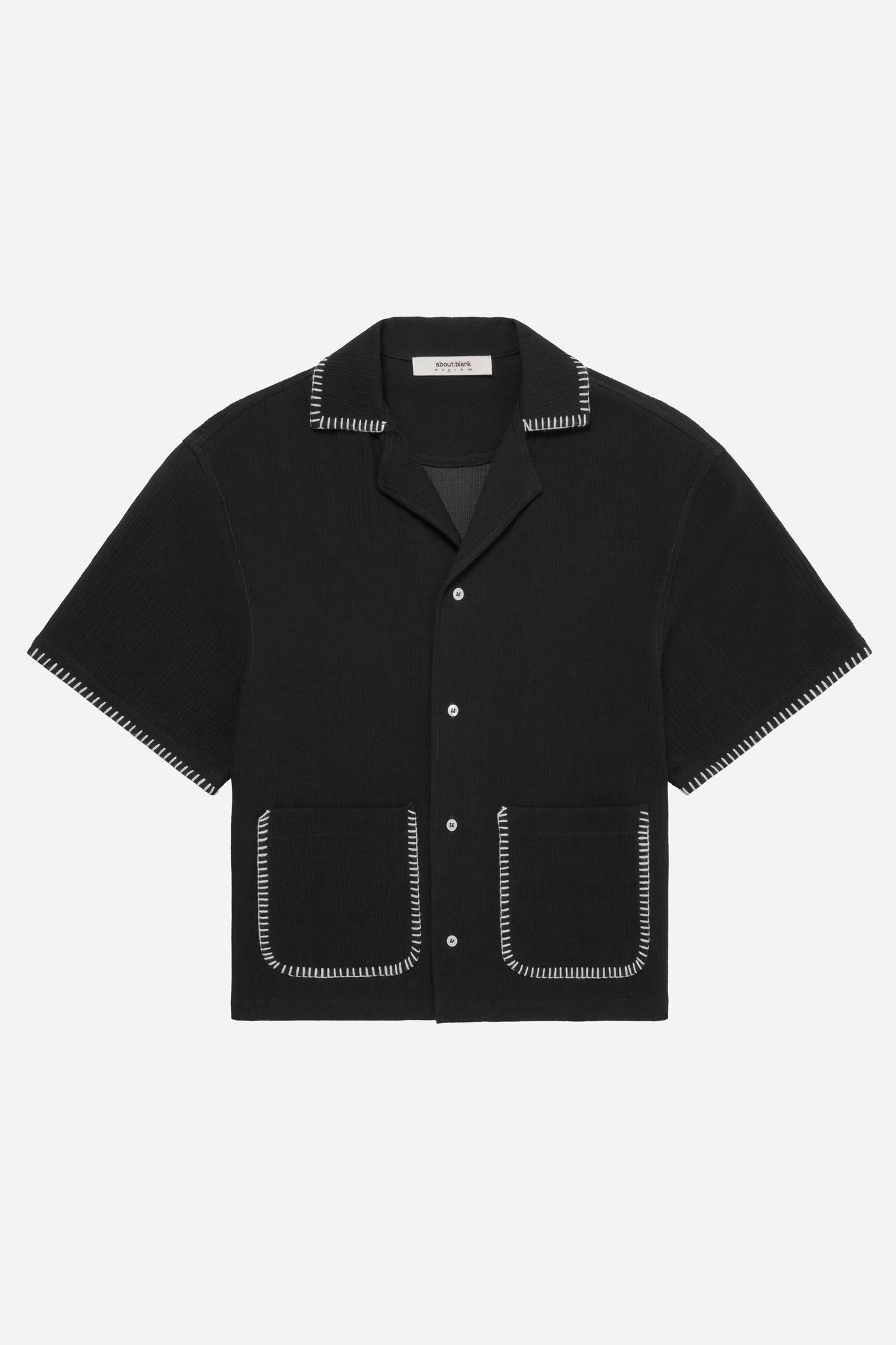 whipstitch resort shirt black/white