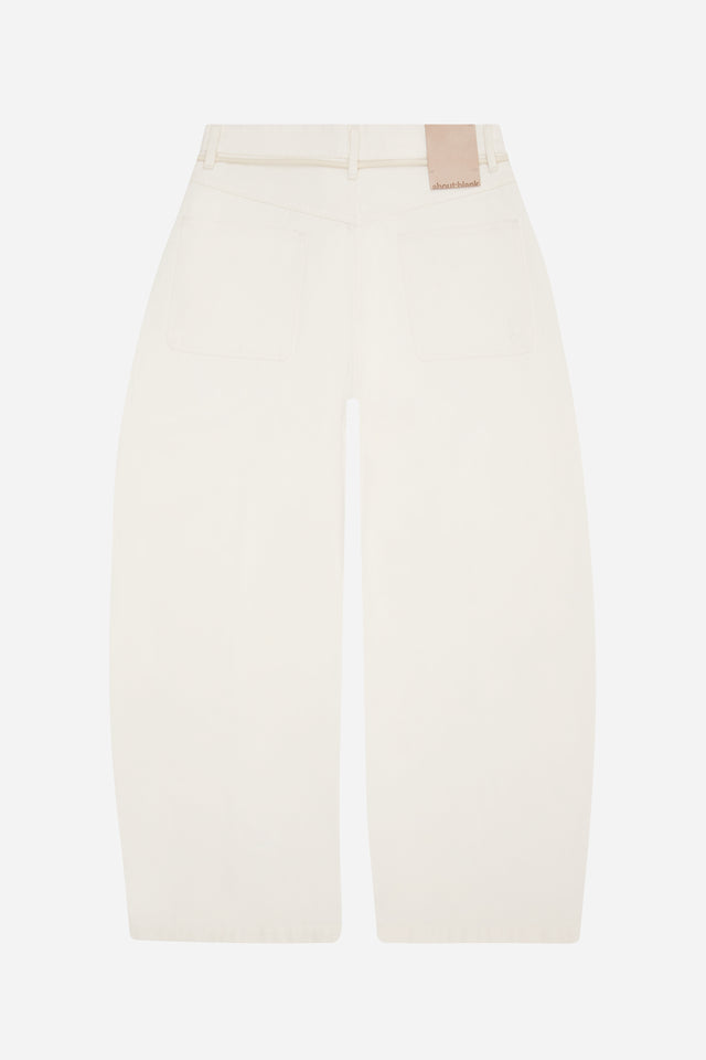 wide leg felled denim ecru