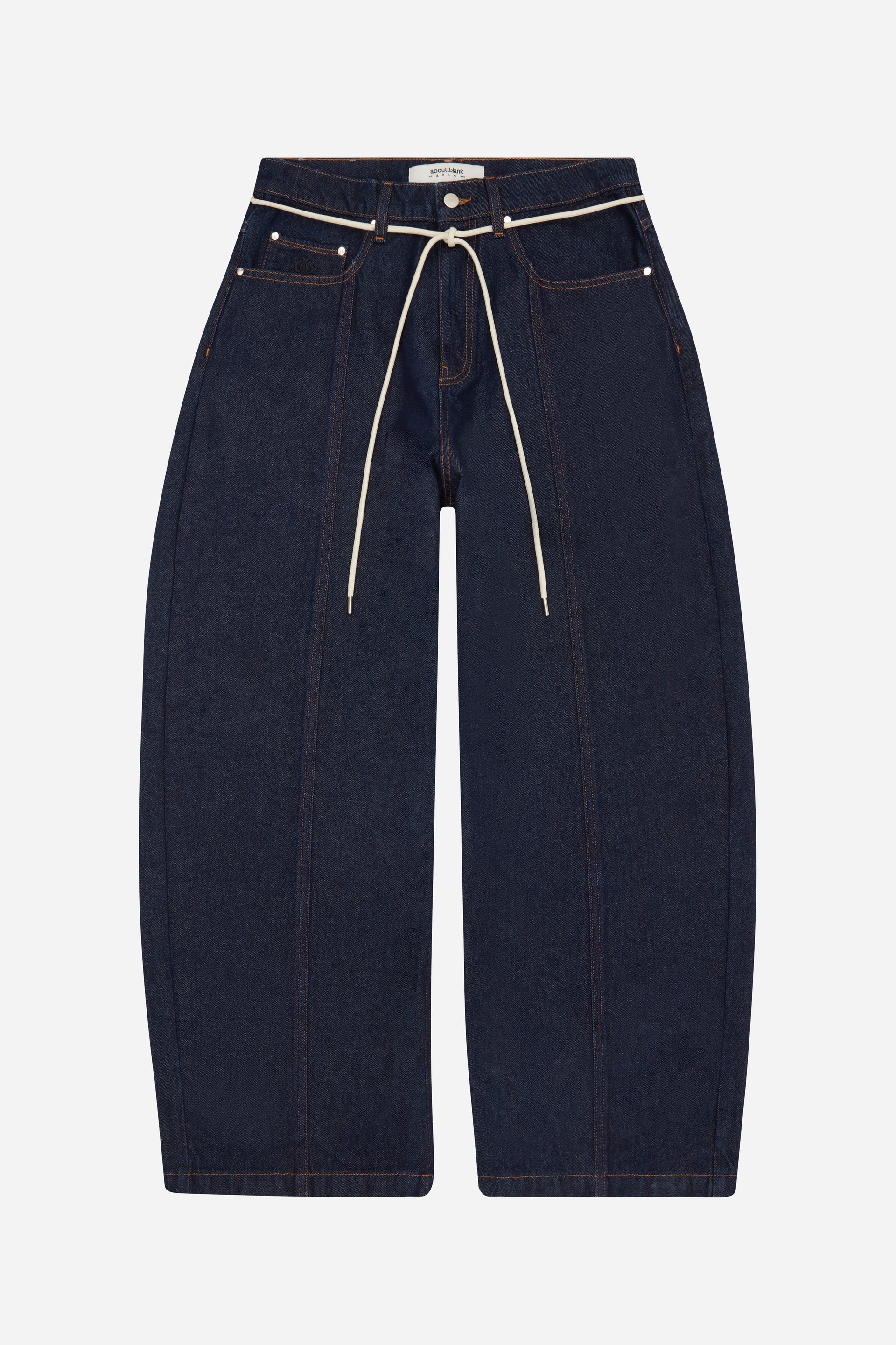 about:blank wide leg felled denim raw indigo