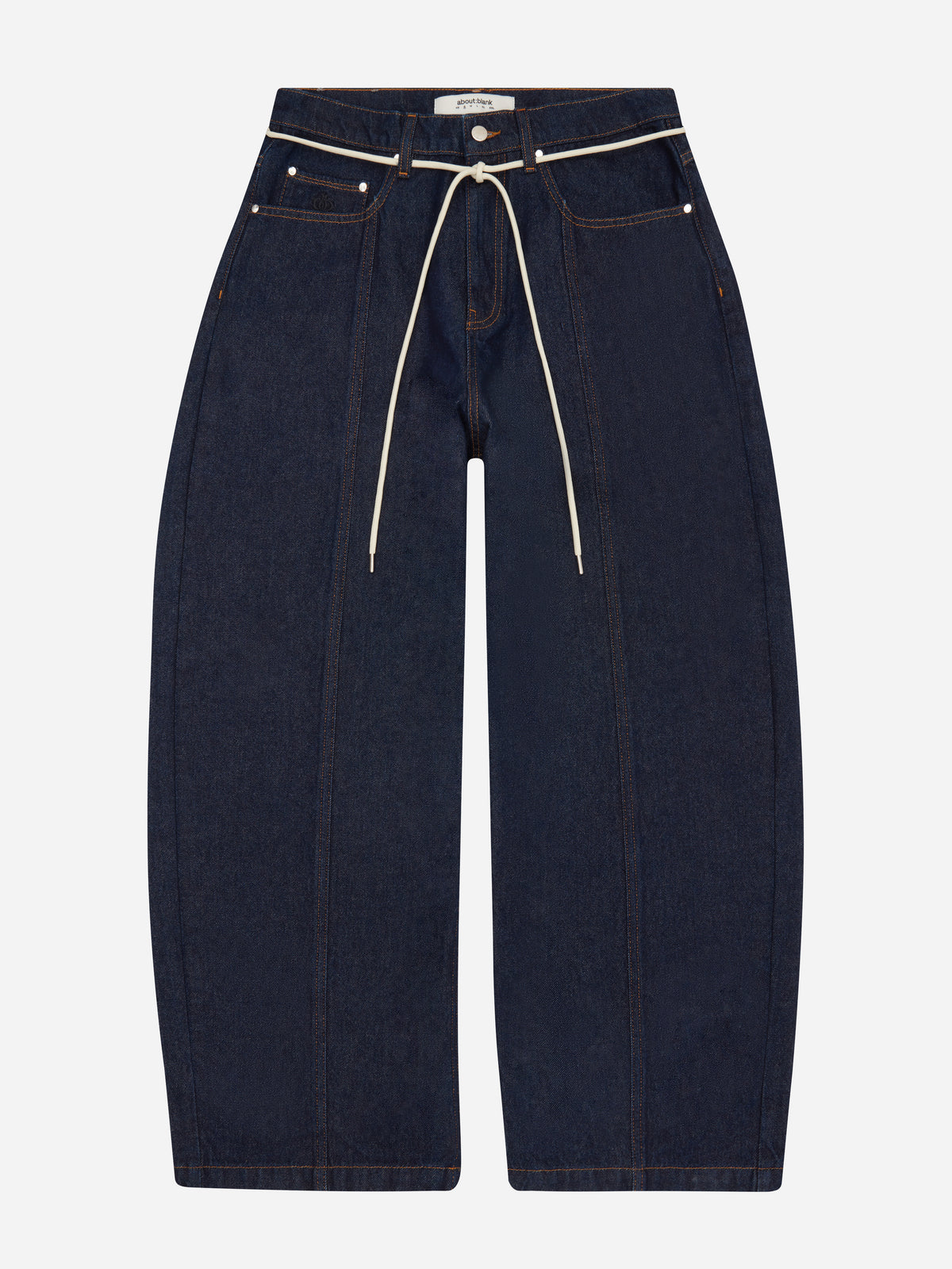 wide leg felled denim raw