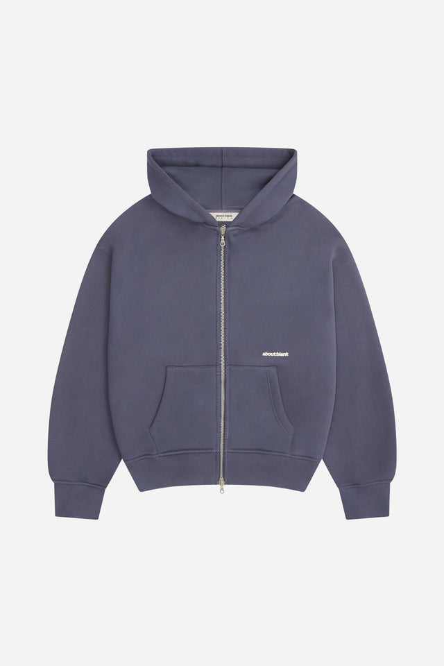 box zip hoodie smoke blue/ecru