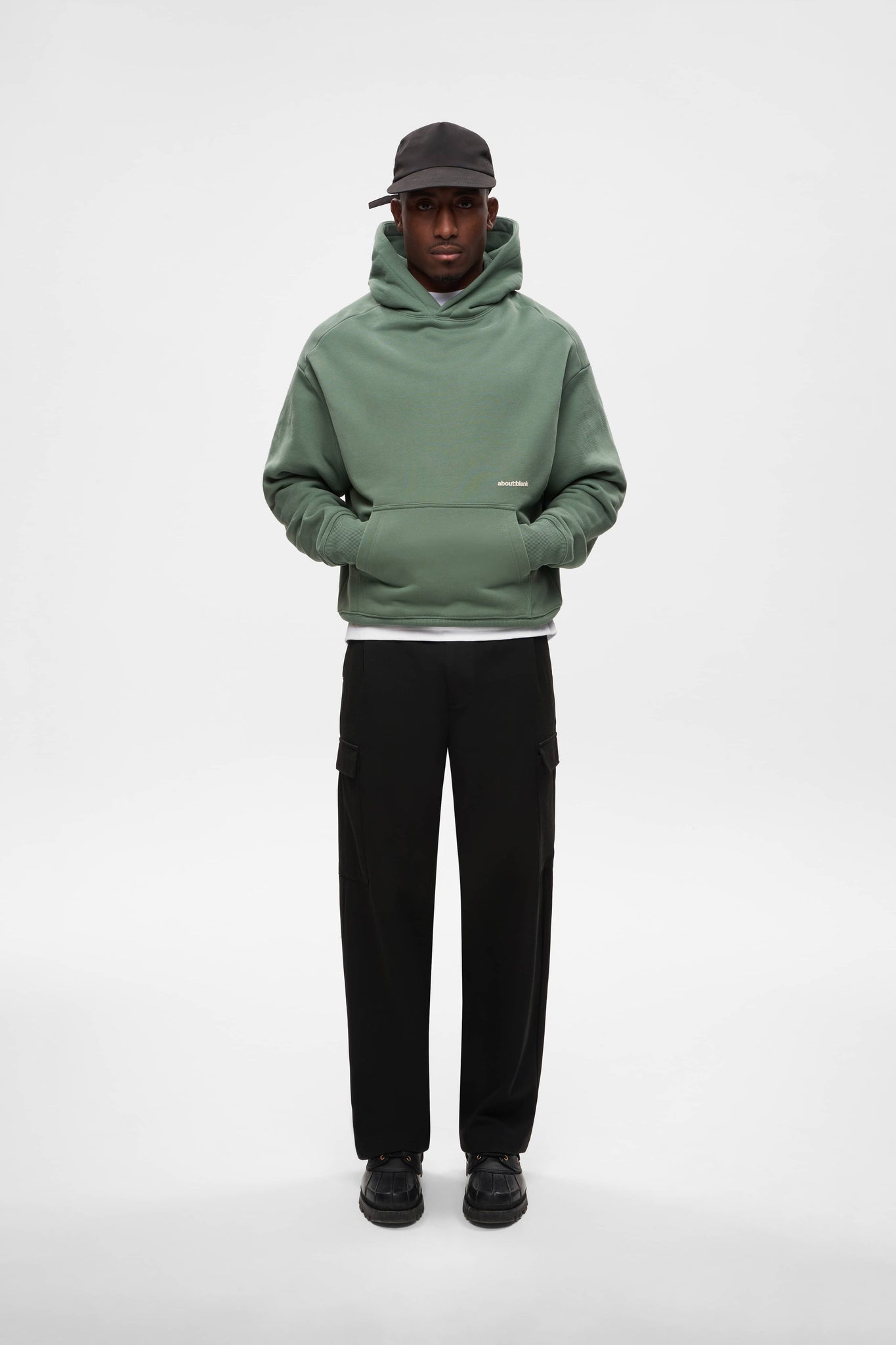 about:blank | box heavyweight hoodie sage green