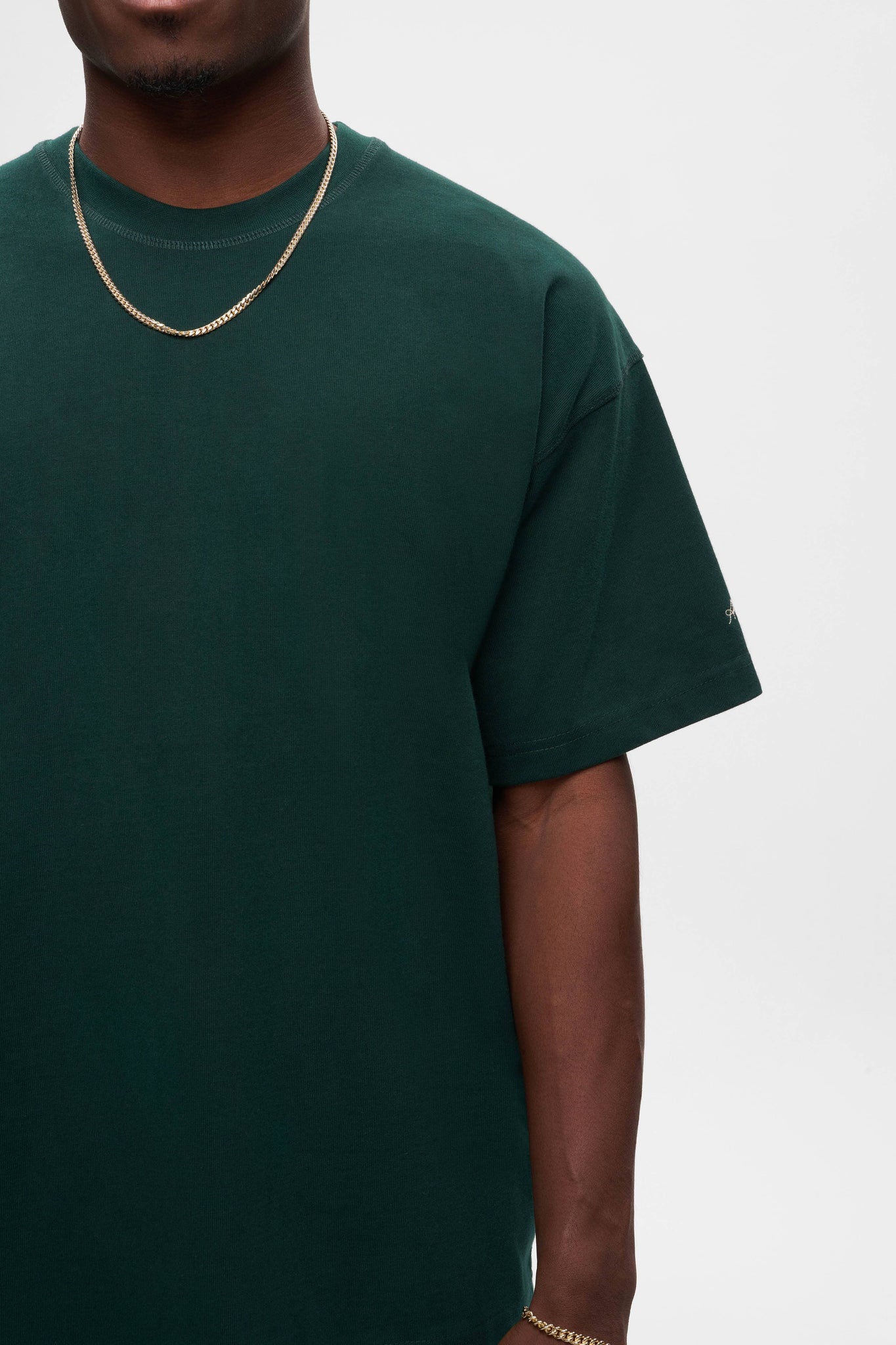 chain stitch t-shirt epsom green/ecru