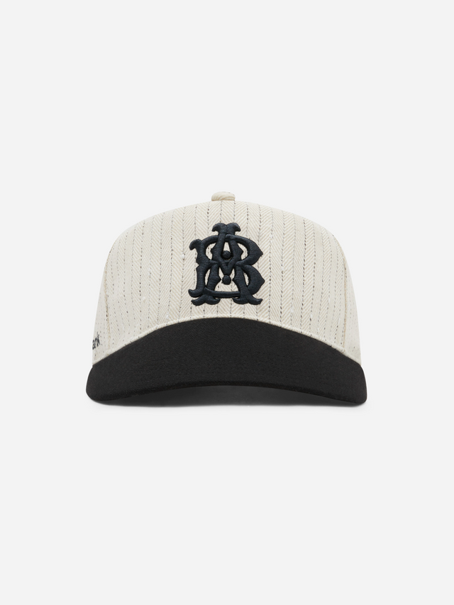 monogram pinstripe cap beige/black