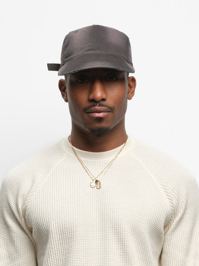 distressed cap washed black