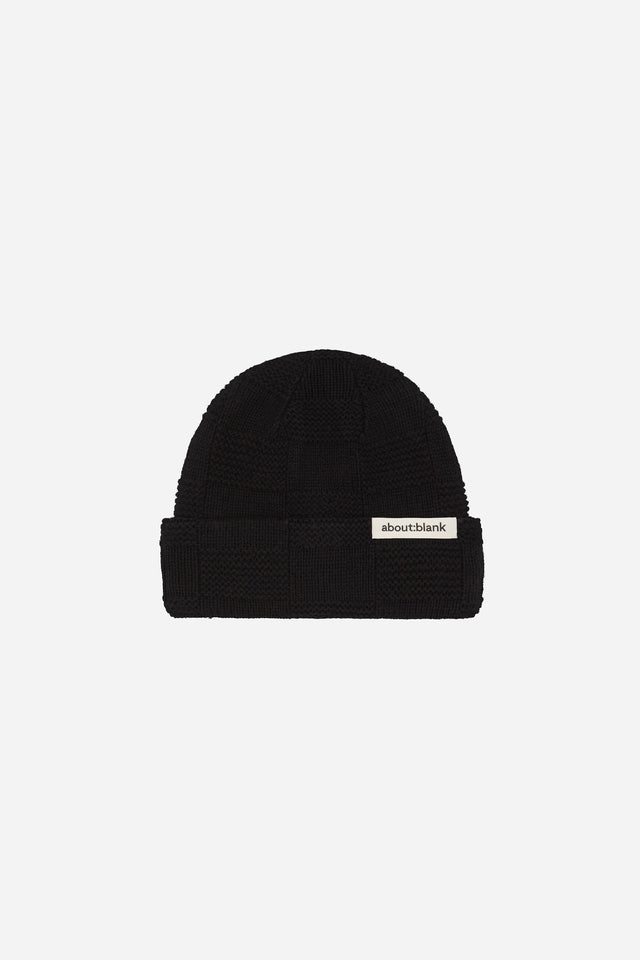 chequerboard beanie black