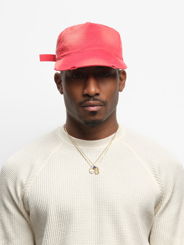 distressed cap washed red